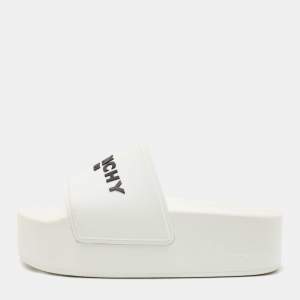Givenchy White Rubber Logo Platform Slides Size 38