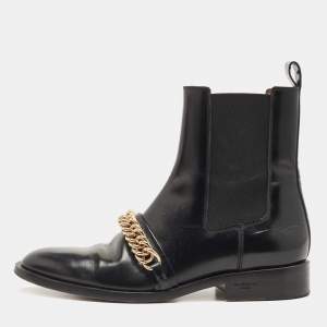 Givenchy Black Leather Chain Detail Chelsea Boots Size 40