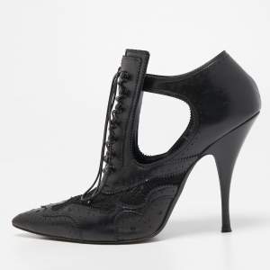 Givenchy Black Leather and Lace Pointed Toe Ankle Booties Size 39