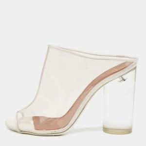 Givenchy Transparent PVC Perspex Cylindrical Heel Peep Toe Mules Size 37