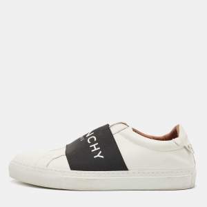 Givenchy White/Black Leather Urban Street Logo Slip On Sneakers Size 38