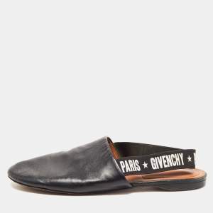 Givenchy Black Leather Rivington Slingback Flats Size 38