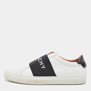 Givenchy White/Black Leather Urban Street Logo Slip On Sneakers Size 41