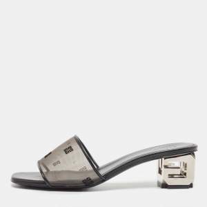 Givenchy Black Mesh and Leather Slides Size 38  
