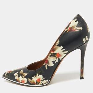 Givenchy Black Floral and Butterfly Print Leather Pointed Toe Pumps Size 41