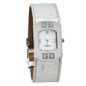 Givenchy White Stainless Steel Silver Leather Expression 2 92438731 Quartz Women's Wristwatch 29 MM