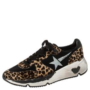 Pre Owned Golden Goose Brown/Black Pony Hair And Fabric Chunky Low Top Sneakers Size 41