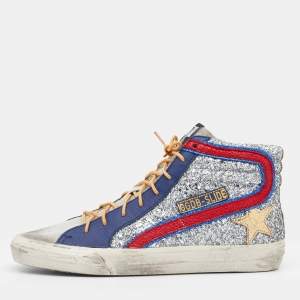 Golden Goose Multicolor Suede And Glitter GGDB Slide High Top Sneakers Size 37