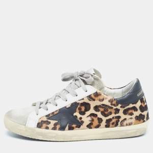Golden Goose Multicolor Pony Hair and Suede Superstar Low Top Sneakers Size 37