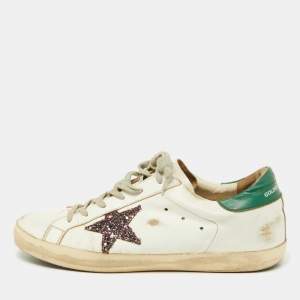 Golden Goose Green/White Leather Superstar Low Top Sneakers Size 41 