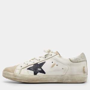 Golden Goose White Leather and Nubuck Superstar Sneakers Size 39
