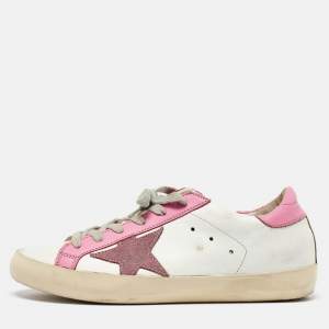 Golden Goose Tri Color Leather and Suede Superstar Low Top Sneakers Size 37