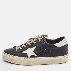 Golden Goose Black Leather Superstar Lace Up Sneakers Size 40