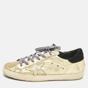 Golden Goose Gold Leather  Superstar Low Top Sneakers Size 38