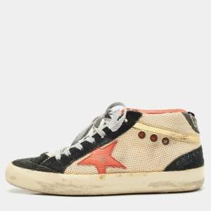 Golden Goose Black/Cream Suede and Leather Midstar High Top Sneakers Size 39