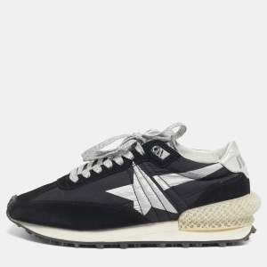 Pre Owned Golden Goose Black Fabric and Suede Running Marathon Sneakers Size 38