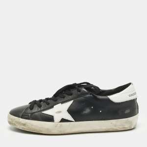 مملوكة مسبقًا Golden Goose Superstar Size 40 Black Leather Lace Up Sneakers