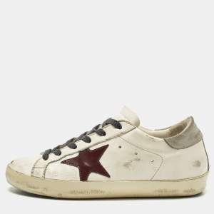 مملوكة مسبقًا Golden Goose Superstar Size 37 White Nubuck and Leather Lace Up Sneakers
