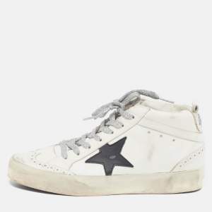 Pre Owned Golden Goose Hi Star Size 37 White Leather Lace Up Sneakers
