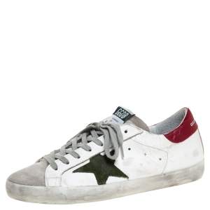  Golden Goose White Leather And Suede Superstar Lace Up Sneakers Size 41