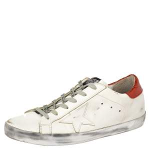 Pre Owned Golden Goose White Leather Superstar Low Top Sneakers Size 40