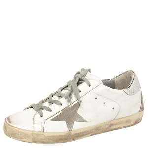 Pre Owned Golden Goose White Leather Superstar Low Top Sneakers Size 38