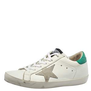 Pre Owned Golden Goose White Leather Superstar Super Star Sneakers Size 38