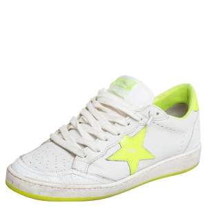 Pre Owned Golden Goose White Leather Ballstar Low Top Sneakers Size 37
