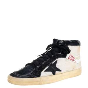 Golden Goose Black Leather And Canvas 2.12 High Top Sneakers Size 44
