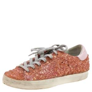 Golden Goose Orange/Pink Rubber And Leather Super Star Sneakers Size 36