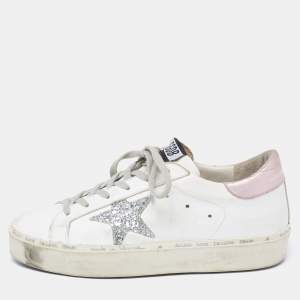 Golden Goose White Leather Hi Star Low-Top Sneakers Size 38