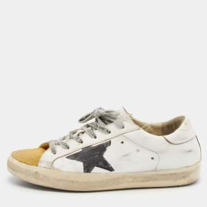 Pre Owned Golden Goose Tricolor Leather And Suede Superstar Low Top Sneakers Size 38