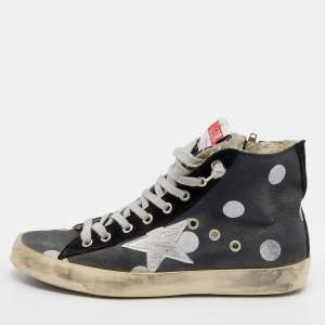 Golden Goose Black Canvas And Suede Francy High Top Sneakers Size 38