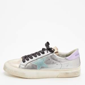 Pre Owned Golden Goose Metallic Multicolor Leather Superstar Sneakers Size 40