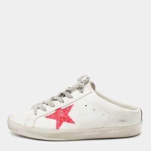 Golden Goose White Leather Star Cutout  Sneakers Size 39