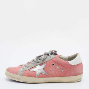 Golden Goose Multicolor Denim and Suede Superstar Sneakers Size 38