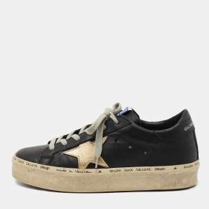 Golden Goose Black/Gold Leather Hi Star Sneakers Size 36