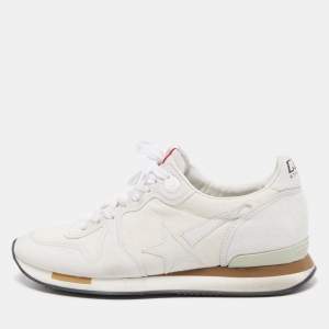 Golden Goose White/Grey Suede and Canvas Running Sneakers Size 38