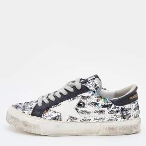 Golden Goose Muliticolor Sequins and Leather May Low Top Sneakers Size 37