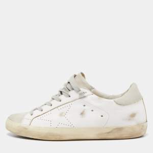 Golden Goose White Leather Superstar Sneakers Size 38
