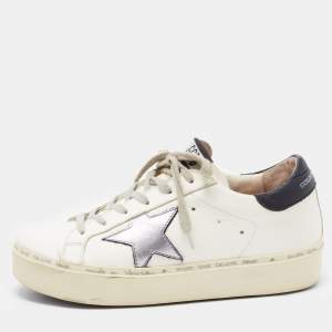 Golden Goose White Leather Hi Star Low Top Sneakers Size 35