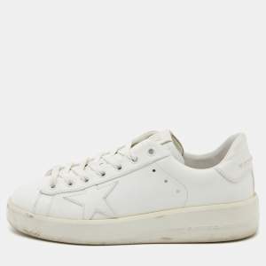 Golden Goose White Leather Pure Star Sneakers Size 36