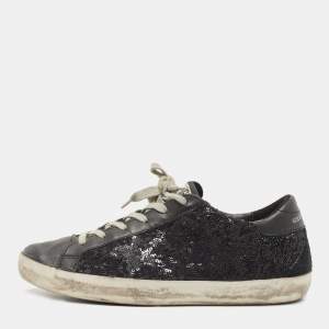 Golden Goose Black Leather Superstar Sneakers Size 39