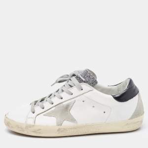 Golden Goose White Leather Superstar Lace Up Sneakers Size 37