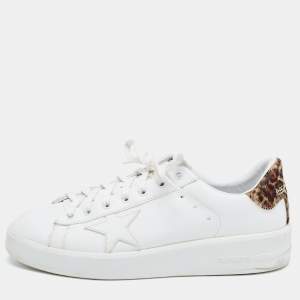 Golden Goose White Leather and Calf Hair PureStar Sneakers Size 41