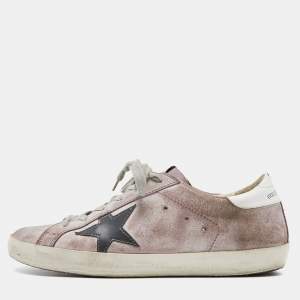 Golden Goose Lilac/Grey Suede and Patent Leather Superstar Sneakers Size 39