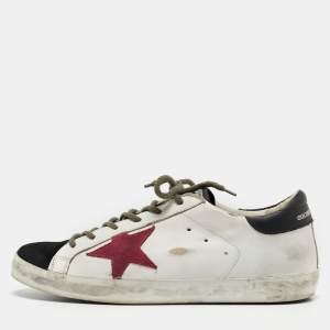 Golden Goose White/Black Leather and Suede Superstar Sneakers Size 40