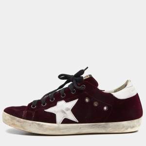 Golden Goose Burgundy Velvet  Superstar Sneakers Size 39