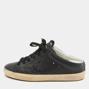 Golden Goose Black Leather Superstar Sabot Sneakers Size 37
