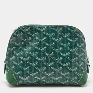 Goyard Green Goyardine Coated Canvas and Leather Vendome Cosmetic Pouch
